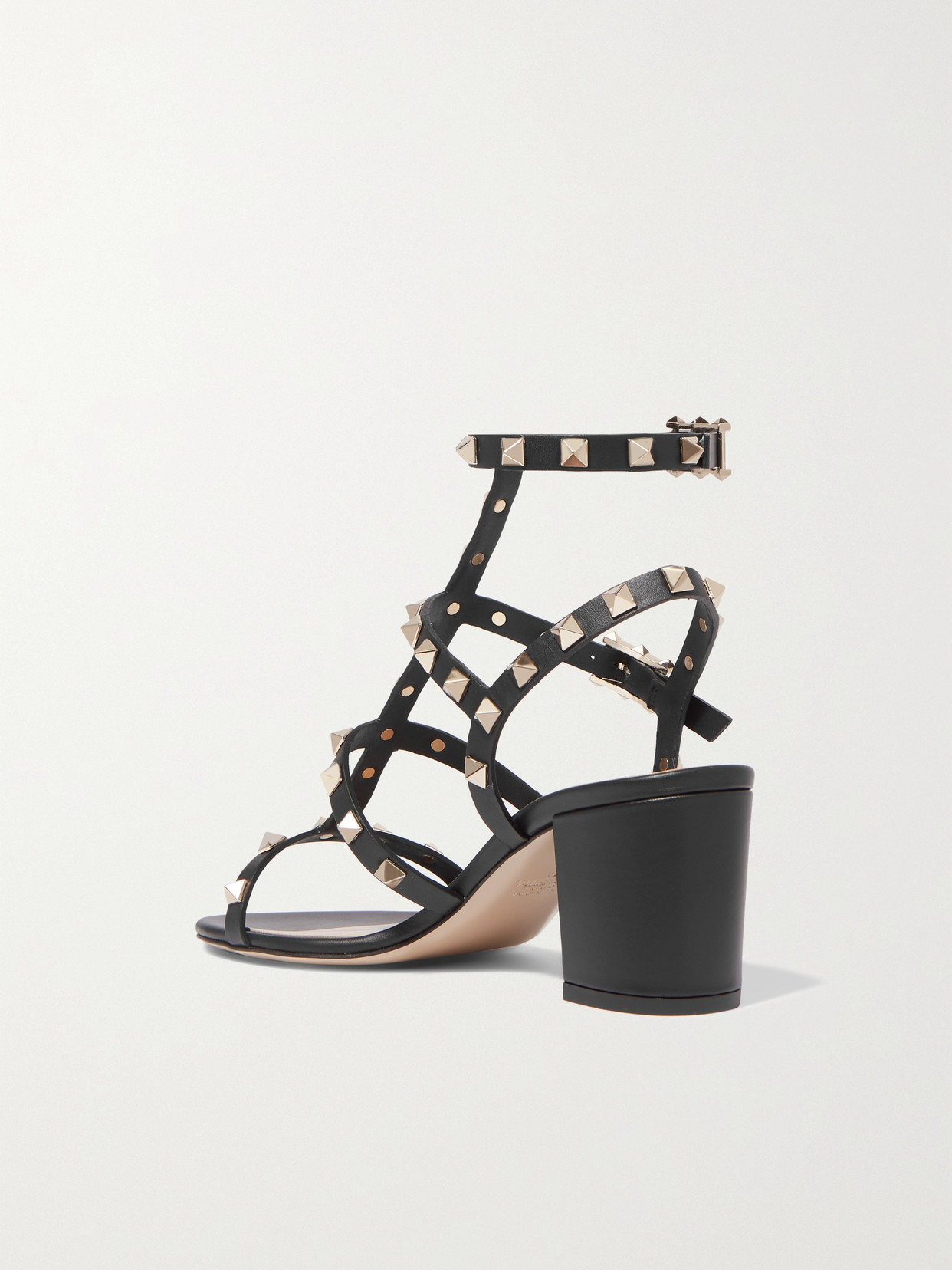 Shop Valentino Rockstud 60 Leather Sandals In Black