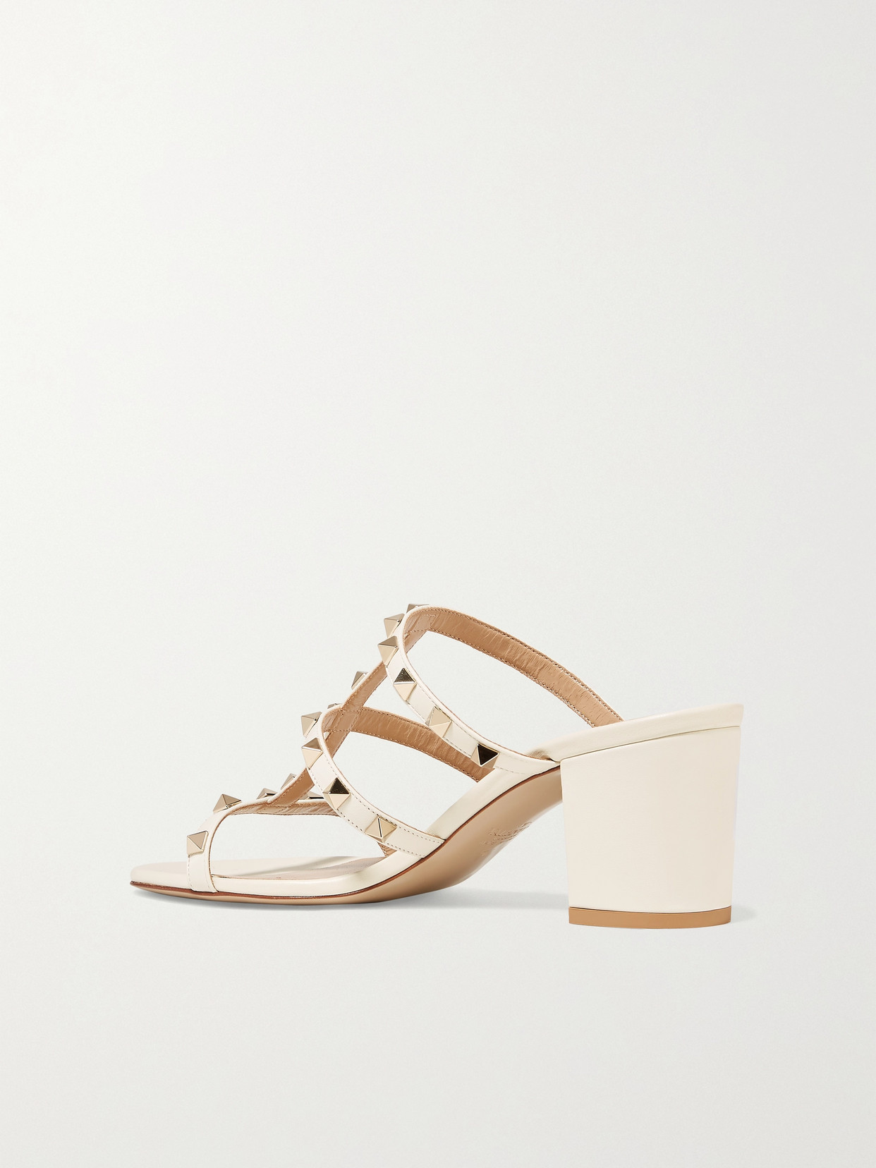 Shop Valentino Garavani The Rockstud 60 Leather Mules In Ivory