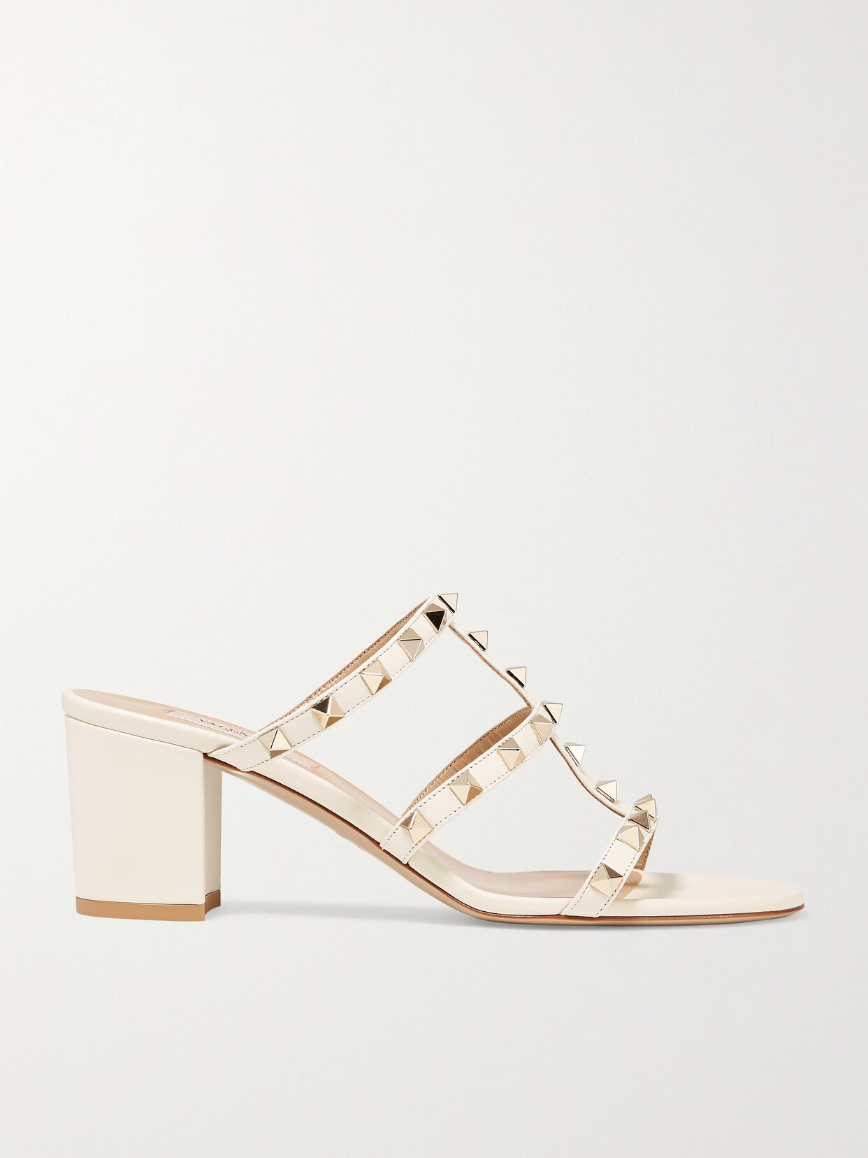 Valentino Garavani The Rockstud 60 Leather Mules In Ivory