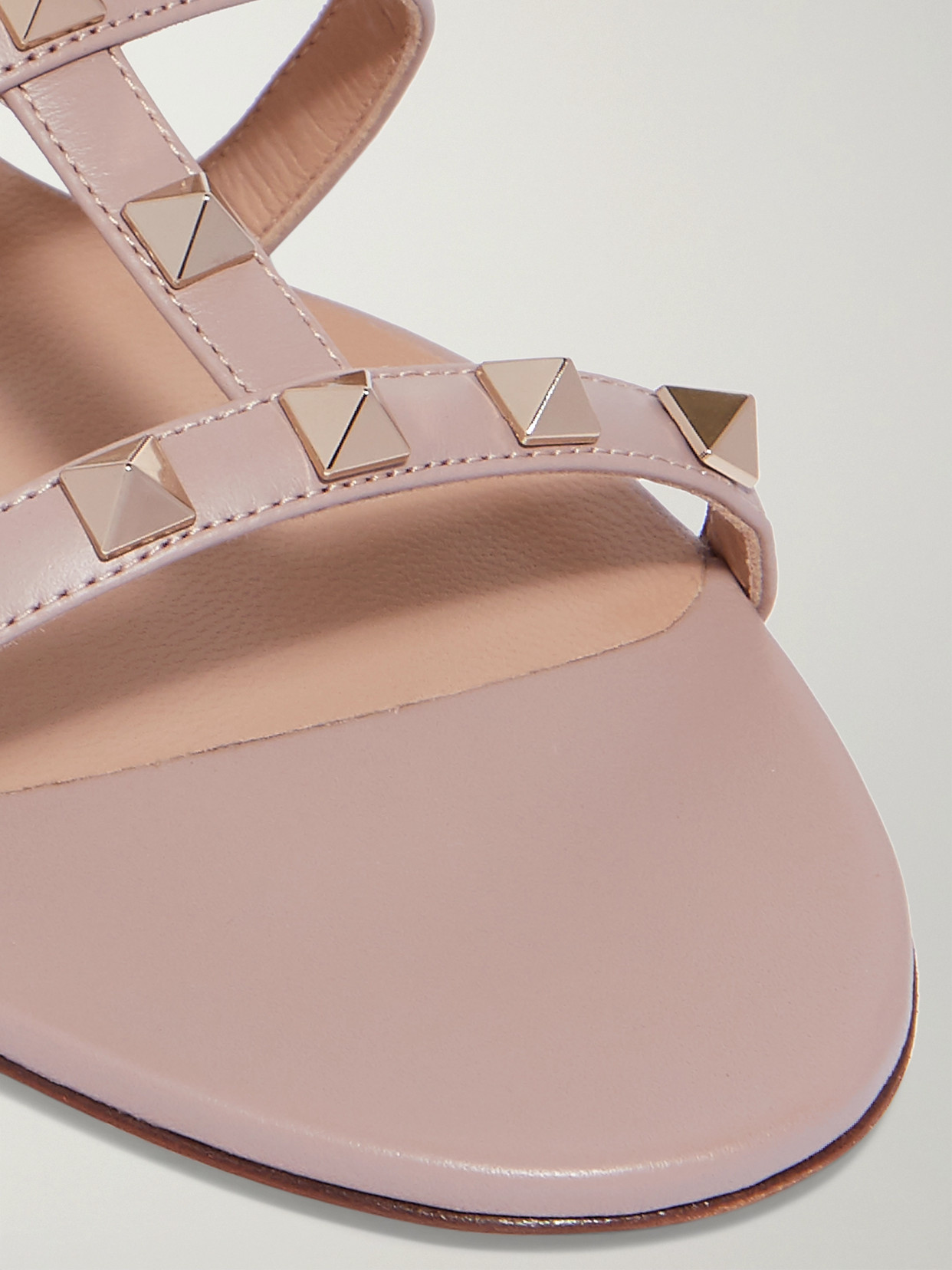 Shop Valentino Rockstud Leather Sandals In Pink