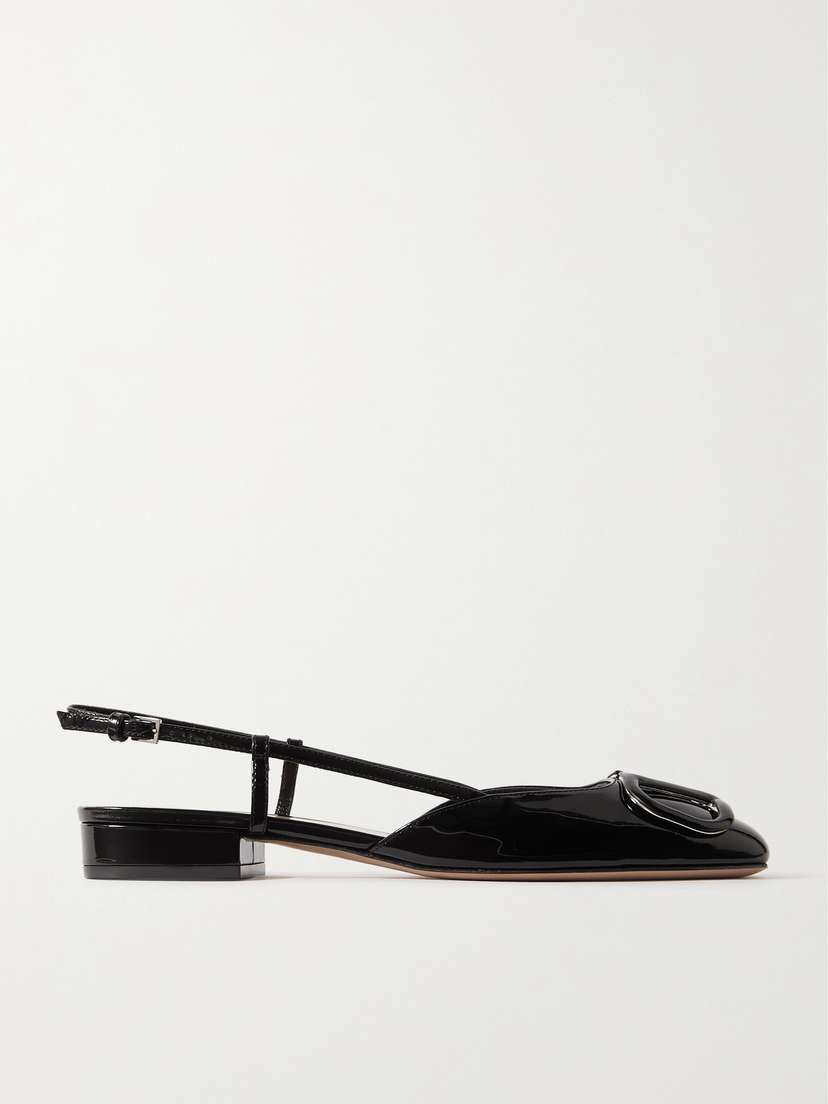 Valentino Garavani Vlogo Patent-leather Slingback Flats