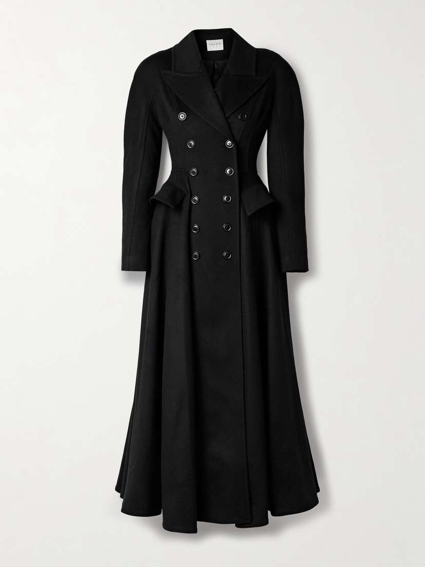 Salon 1884 Etienne Double-breasted Pleated Wool And Cashmere-blend Coat
