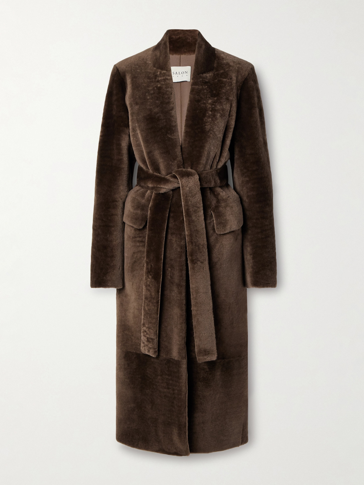 Salon 1884 Henning Belted Shearling Coat In Brown