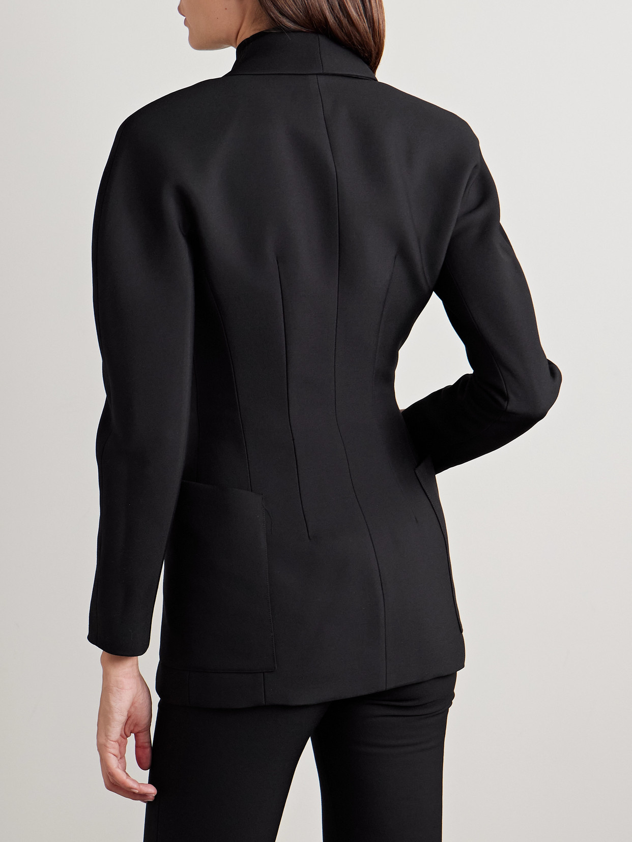 Salon 1884 Simone Double-breasted Wool And Silk-blend Twill Blazer In Black
