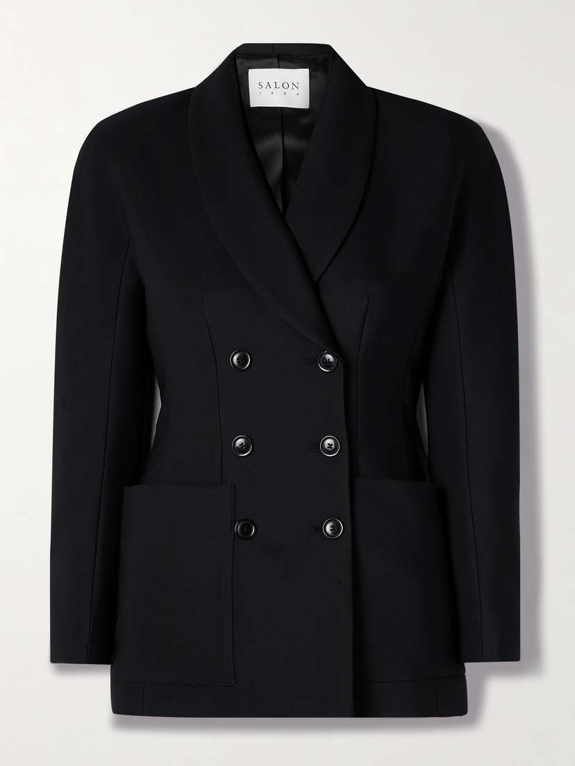 Salon 1884 Simone Double-breasted Wool And Silk-blend Twill Blazer