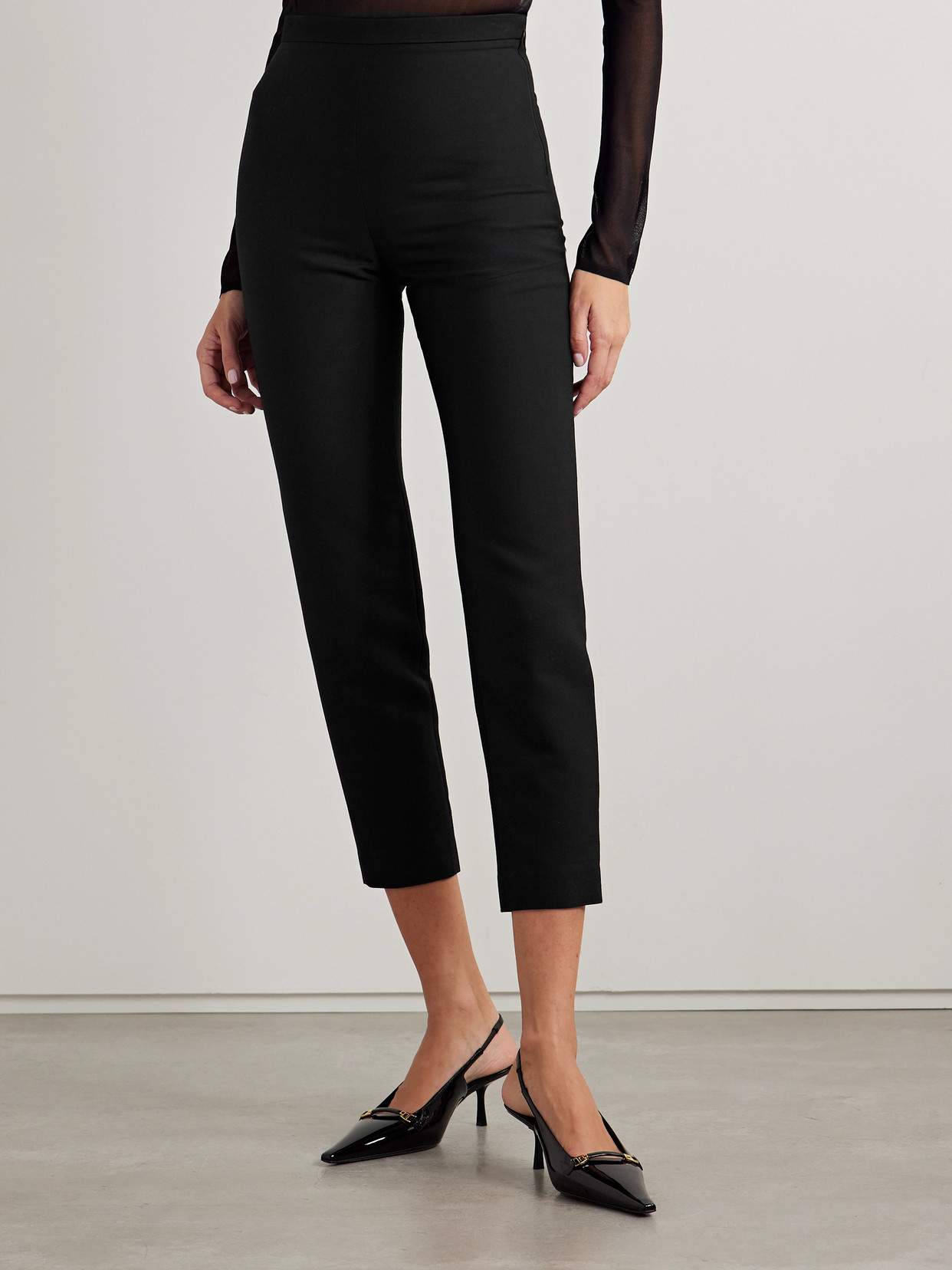 Salon 1884 Theo Wool And Silk-blend Twill Skinny Pants In Black