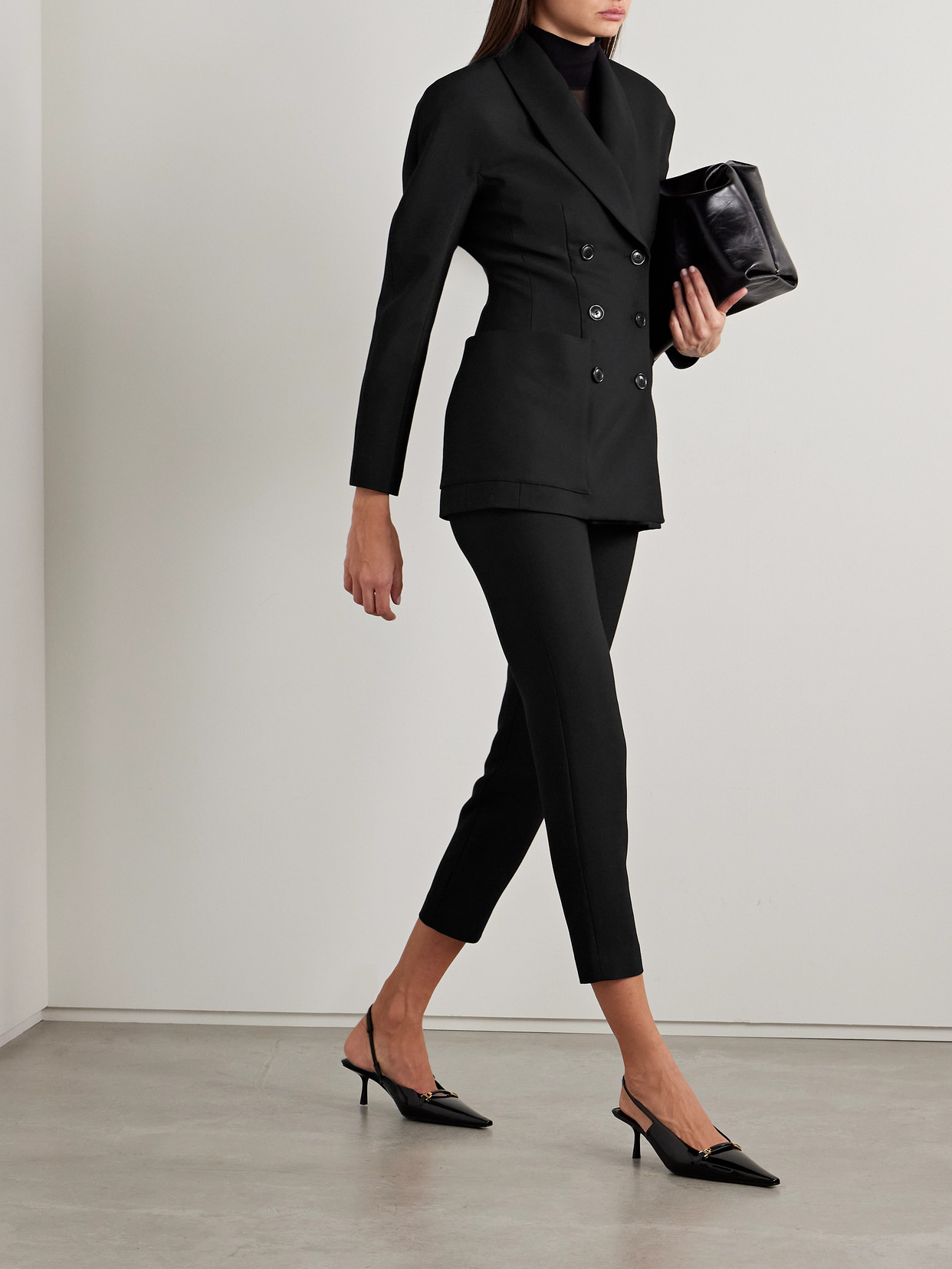 Salon 1884 Theo Wool And Silk-blend Twill Skinny Pants In Black