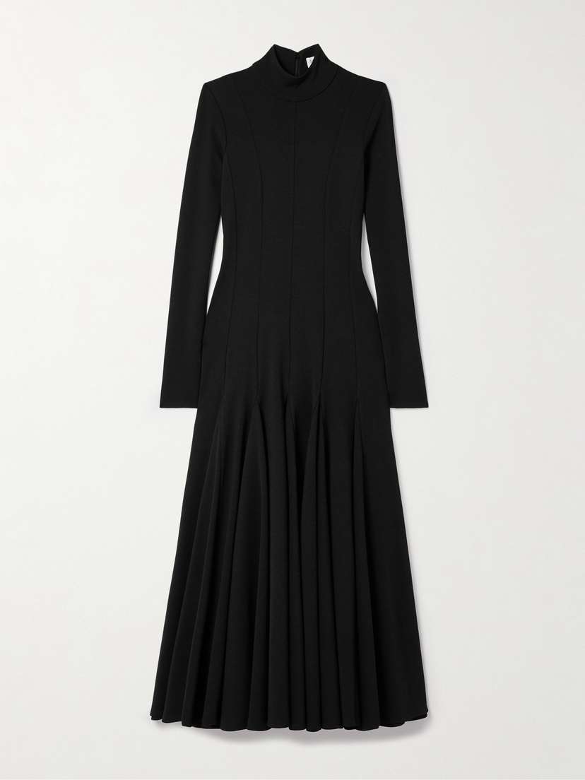 Salon 1884 Elodie Wool-blend Jersey Turtleneck Midi Dress