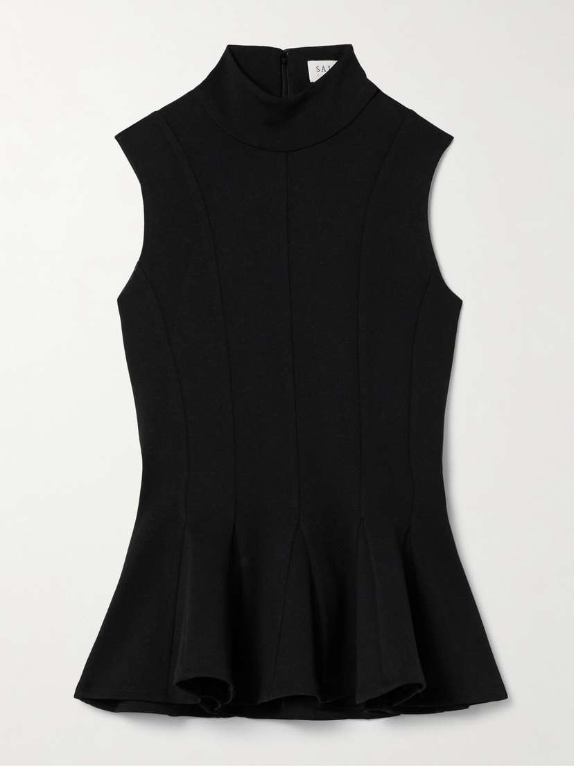 Salon 1884 Ismay Paneled Wool-blend Peplum Turtleneck Top