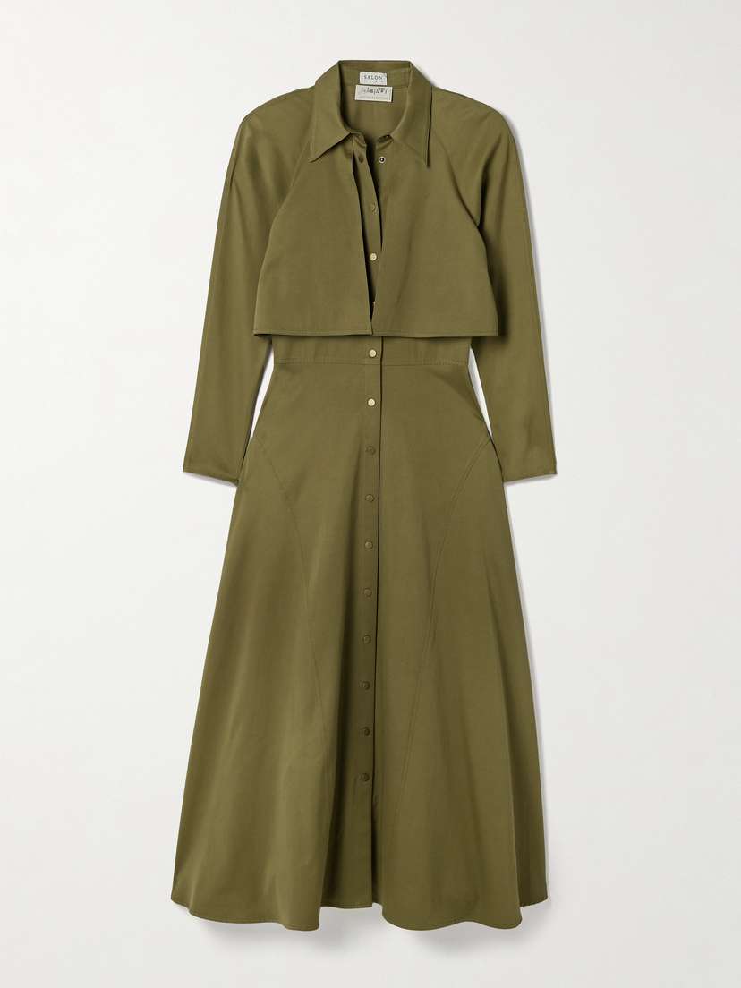 Salon 1884 Anais Cotton And Cashmere-blend Twill Maxi Shirt Dress