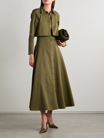 Salon 1884 Anais cotton and cashmere-blend twill maxi shirt dress