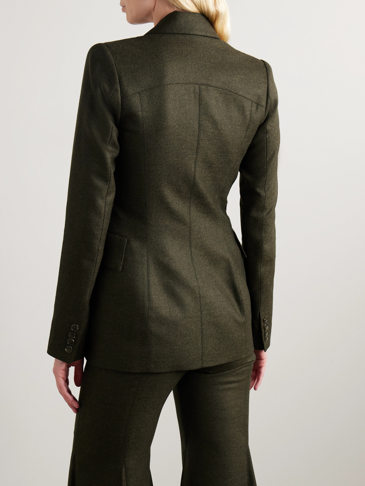 Salon 1884 Maigret Wool And Cashmere-blend Twill Blazer In Green