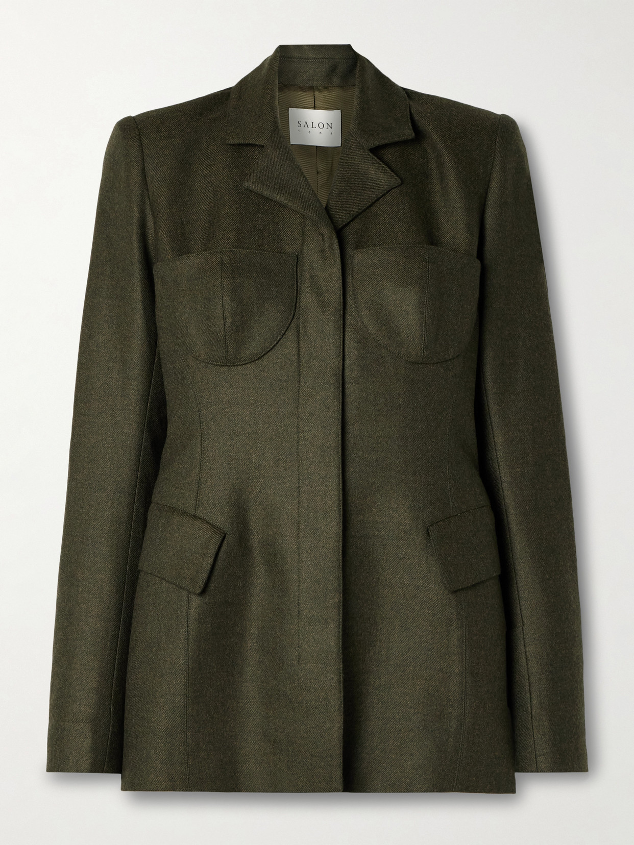 Salon 1884 Maigret Wool And Cashmere-blend Twill Blazer In Green