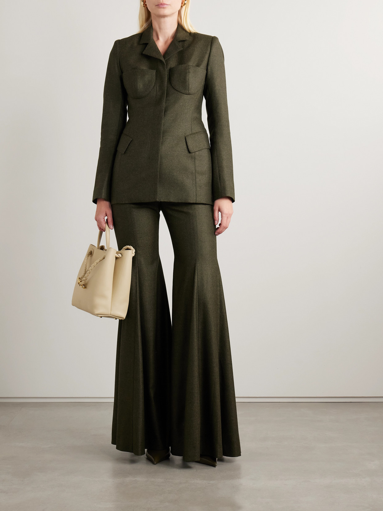 Salon 1884 Maigret Wool And Cashmere-blend Twill Blazer In Green
