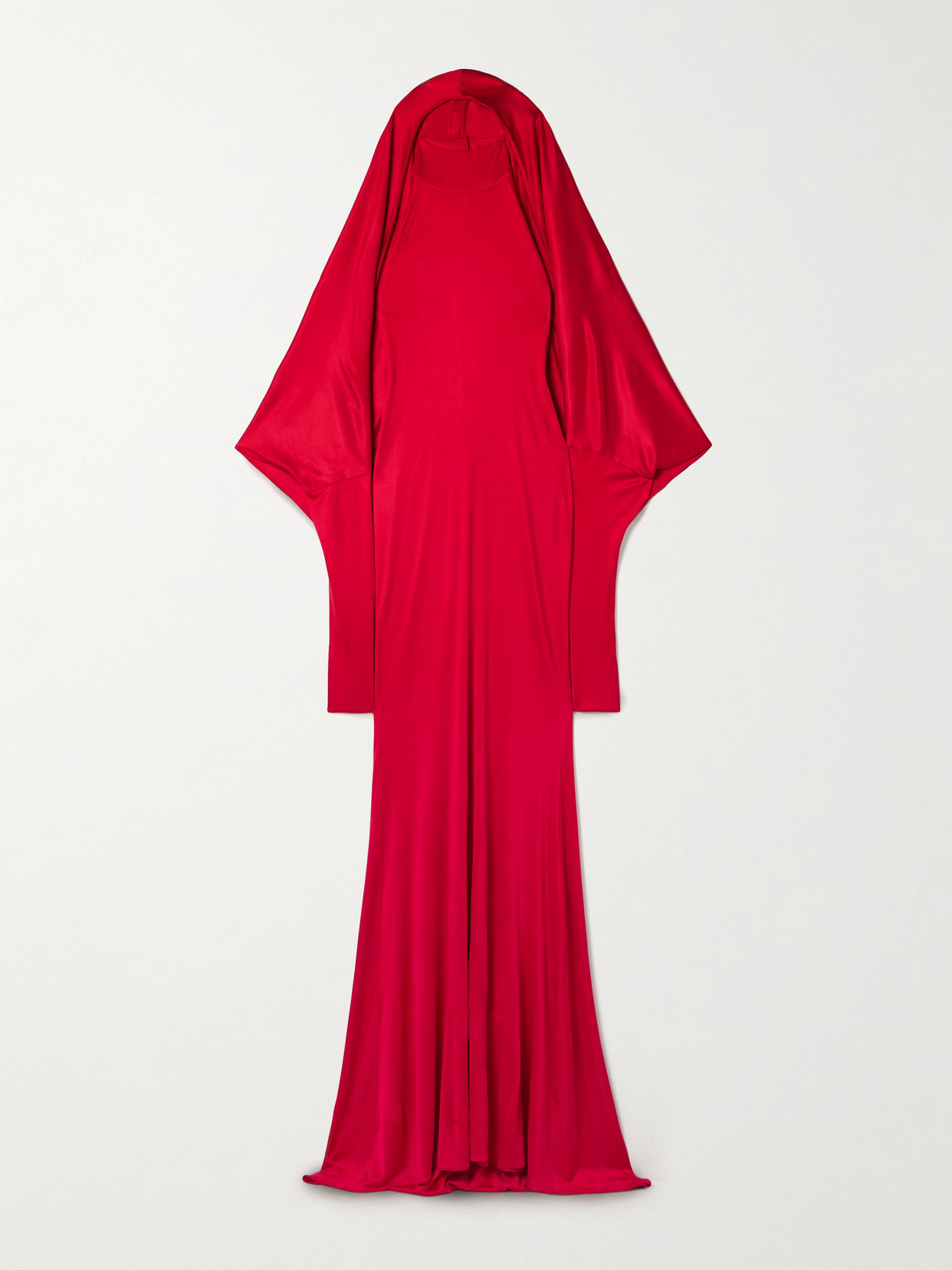 Salon 1884 Dominique Silk-satin Jersey Halterneck Gown In Red