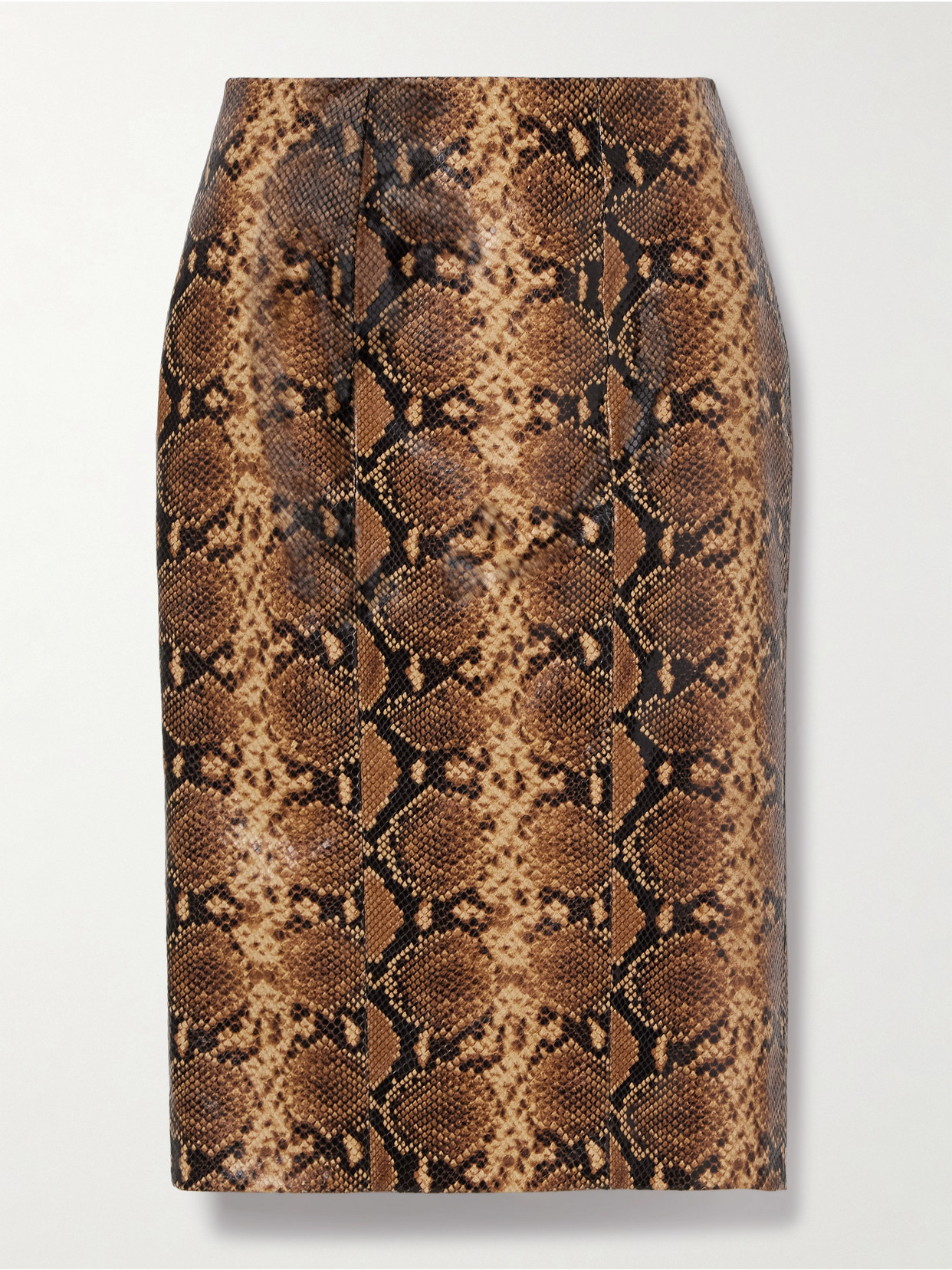 Salon 1884 Yvette Snake-embossed Leather Midi Skirt In Animal Print