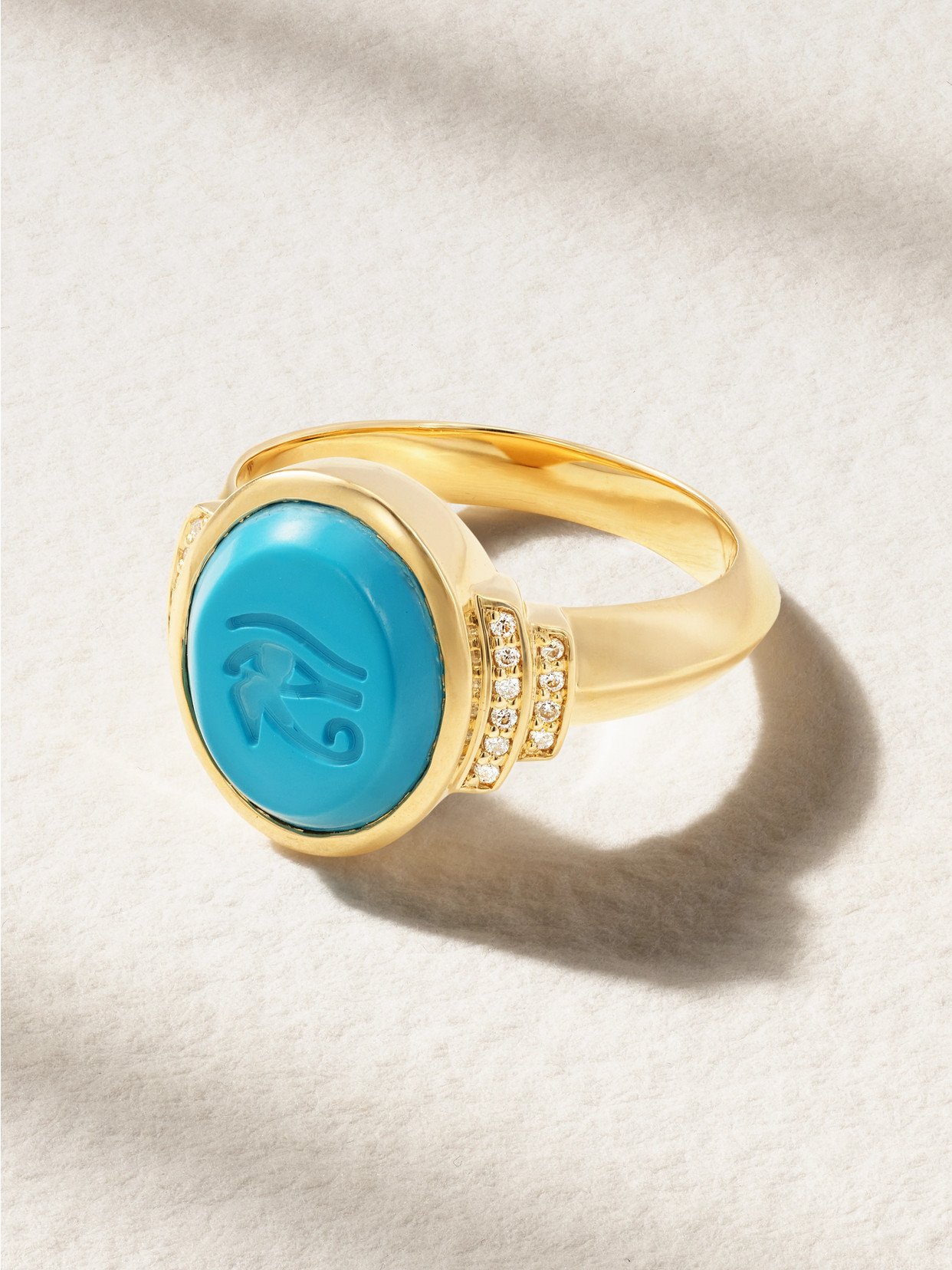 Sorellina Eye Of Horus 18-karat Gold, Turquoise And Diamond Ring In Blue