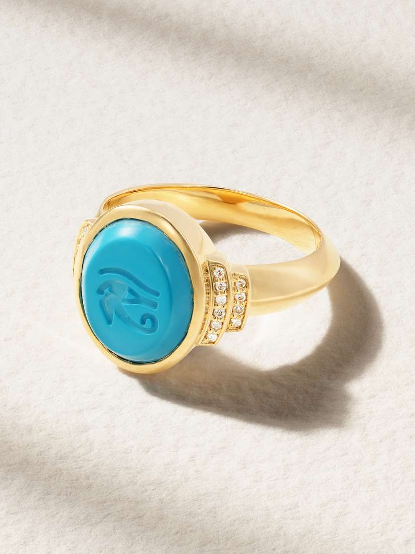 Sorellina Eye Of Horus 18-karat Gold, Turquoise And Diamond Ring