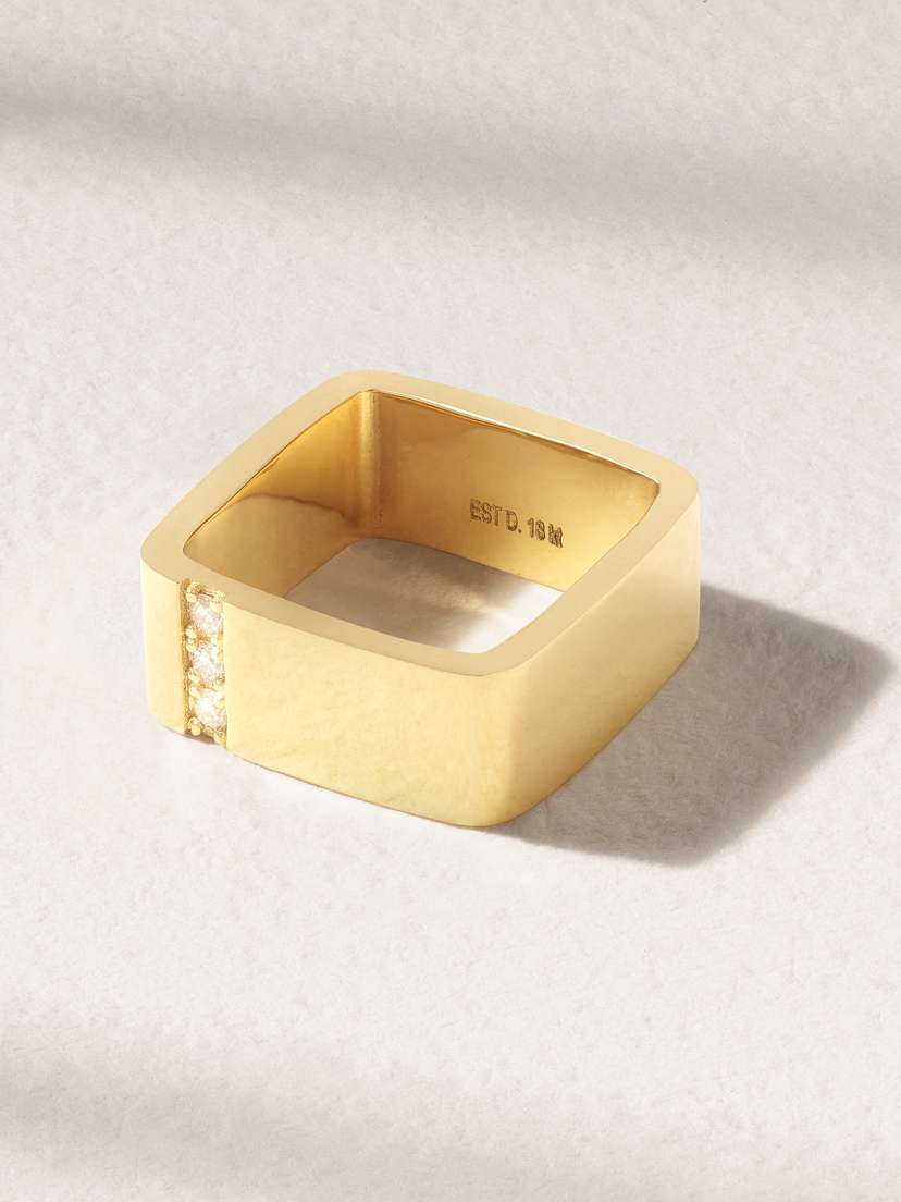 Established Lockdown 18-karat Gold Diamond Ring