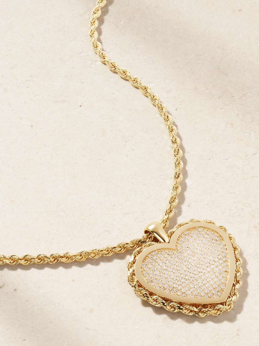 Established Pave Heart 18-karat Gold Diamond Necklace
