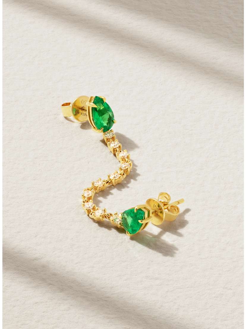Anita Ko Loop 18-karat Gold, Emerald And Diamond Single Earring