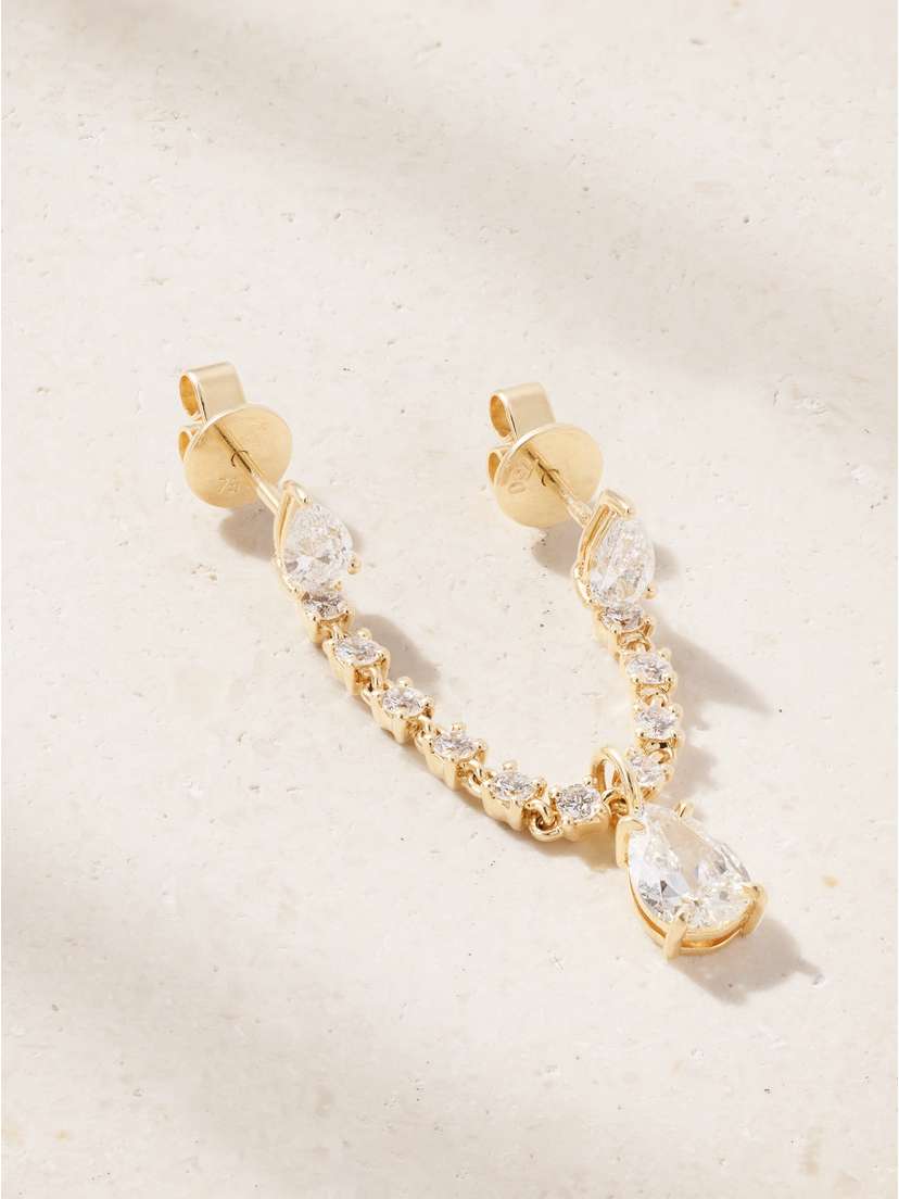 Anita Ko Double Piercing 18-karat Gold Diamond Single Earring