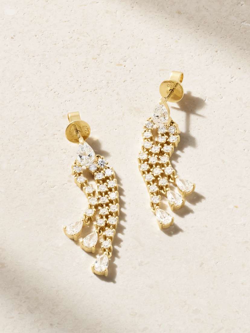 Anita Ko Fringe 18-karat Gold Diamond Earrings