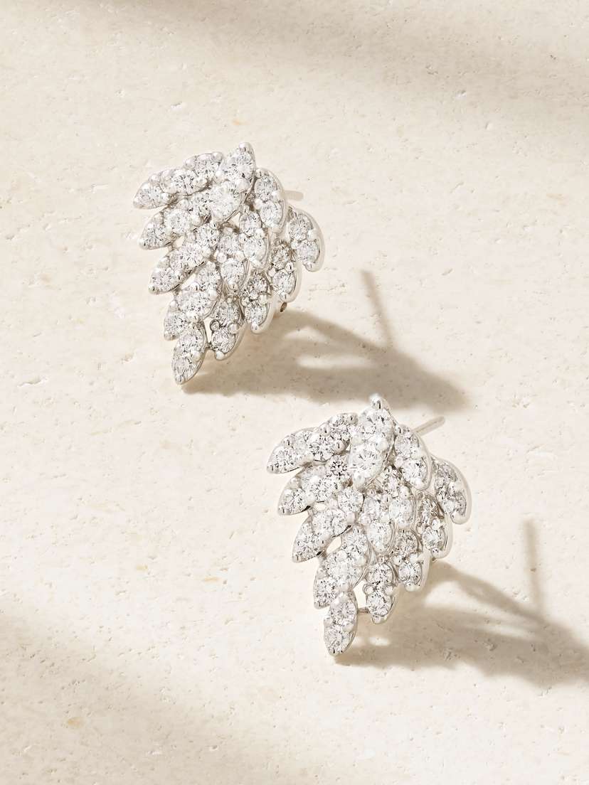 Anita Ko Snowflake 18-karat White Gold Diamond Earrings