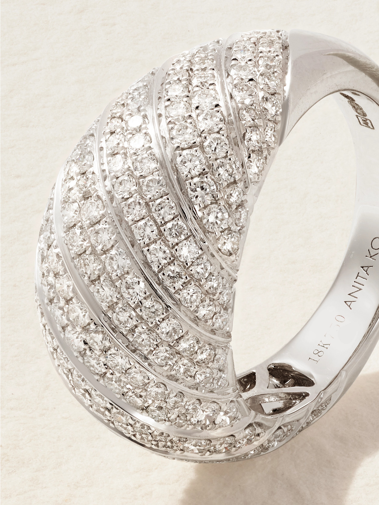 Anita Ko Domed 18-karat White Gold Diamond Ring In Gold
