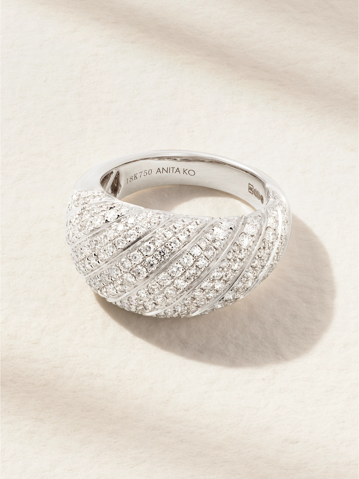 Anita Ko - Domed 18-karat White Gold Diamond Ring - Silver