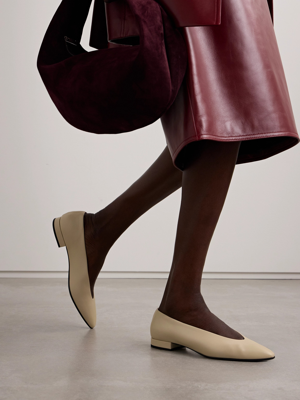 Loro Piana Rebecca Leather Point-toe Flats