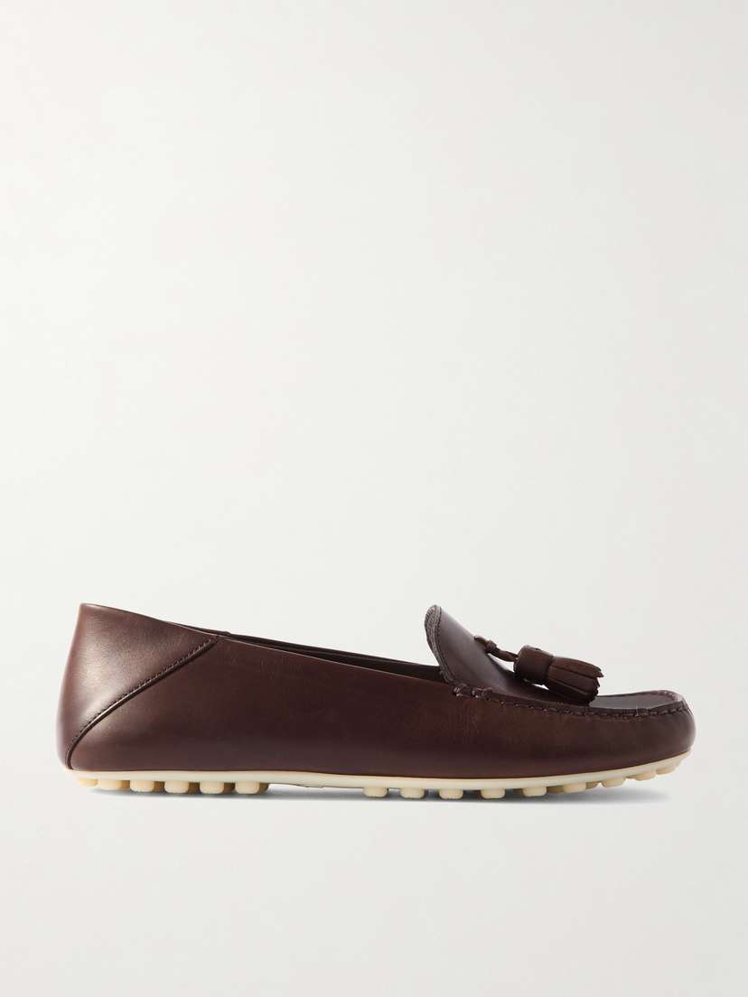 Loro Piana Tasseled Leather Collapsible-heel Loafers