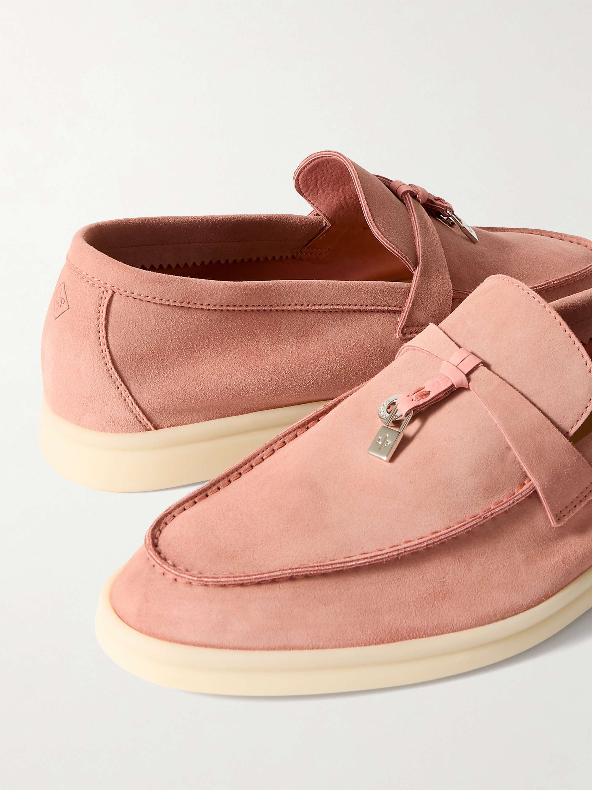 LORO PIANA Summer Charms Walk embellished suede loafers