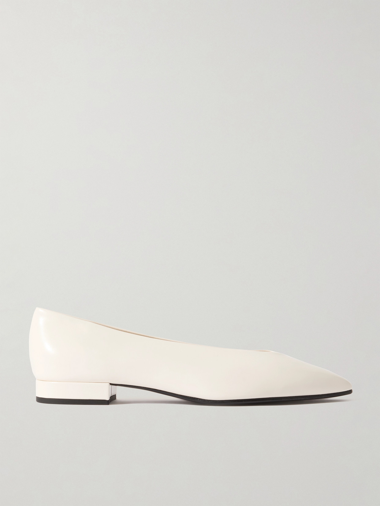 LORO PIANA REBECCA LEATHER POINT-TOE FLATS