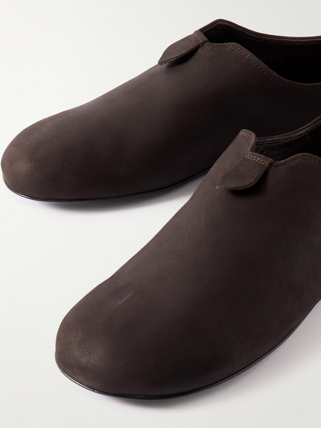 Loro Piana Floaty Leather-trimmed Moccasins In Brown