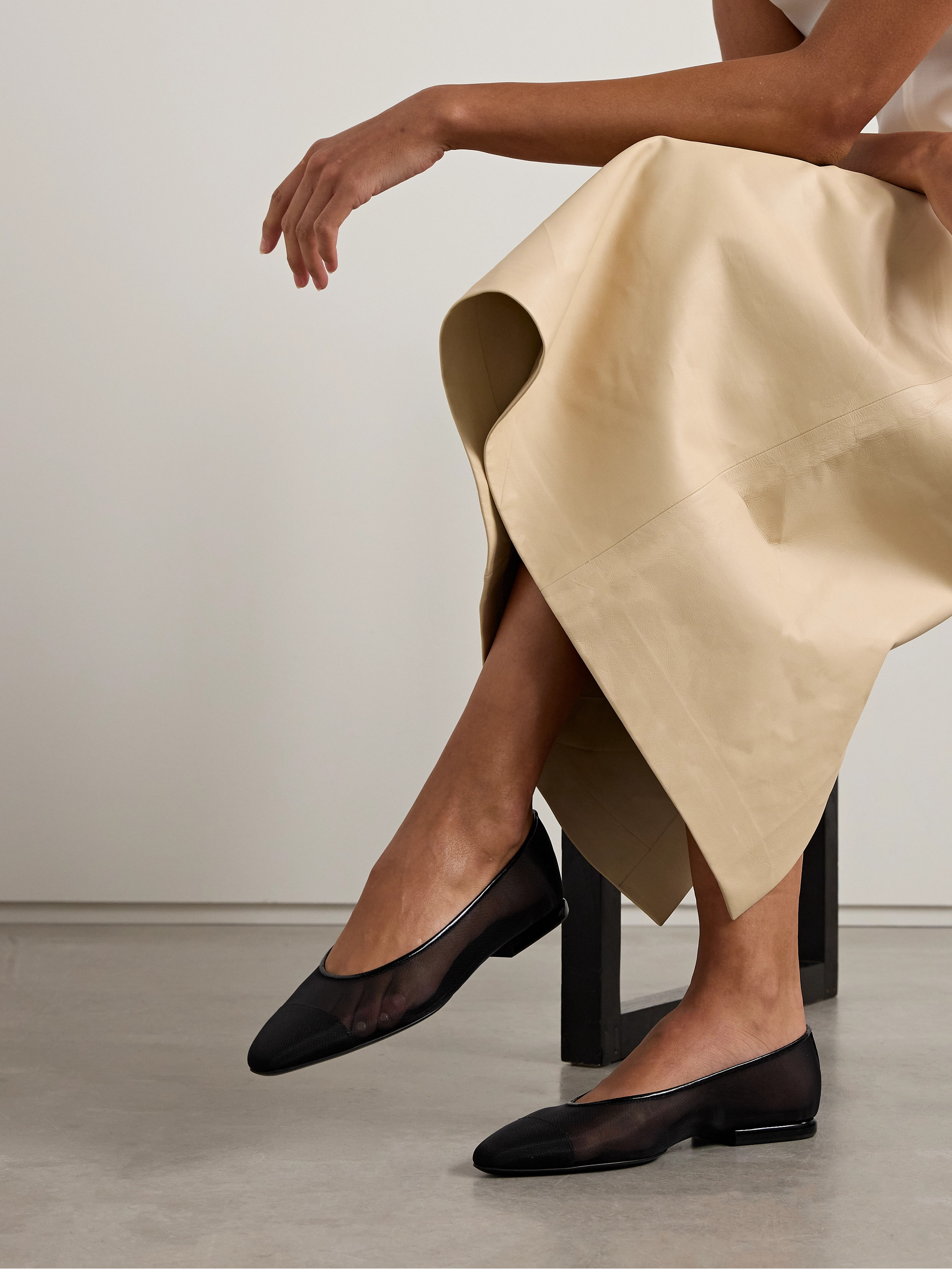 Loro Piana Primula leather-trimmed mesh point-toe flats thumbnail