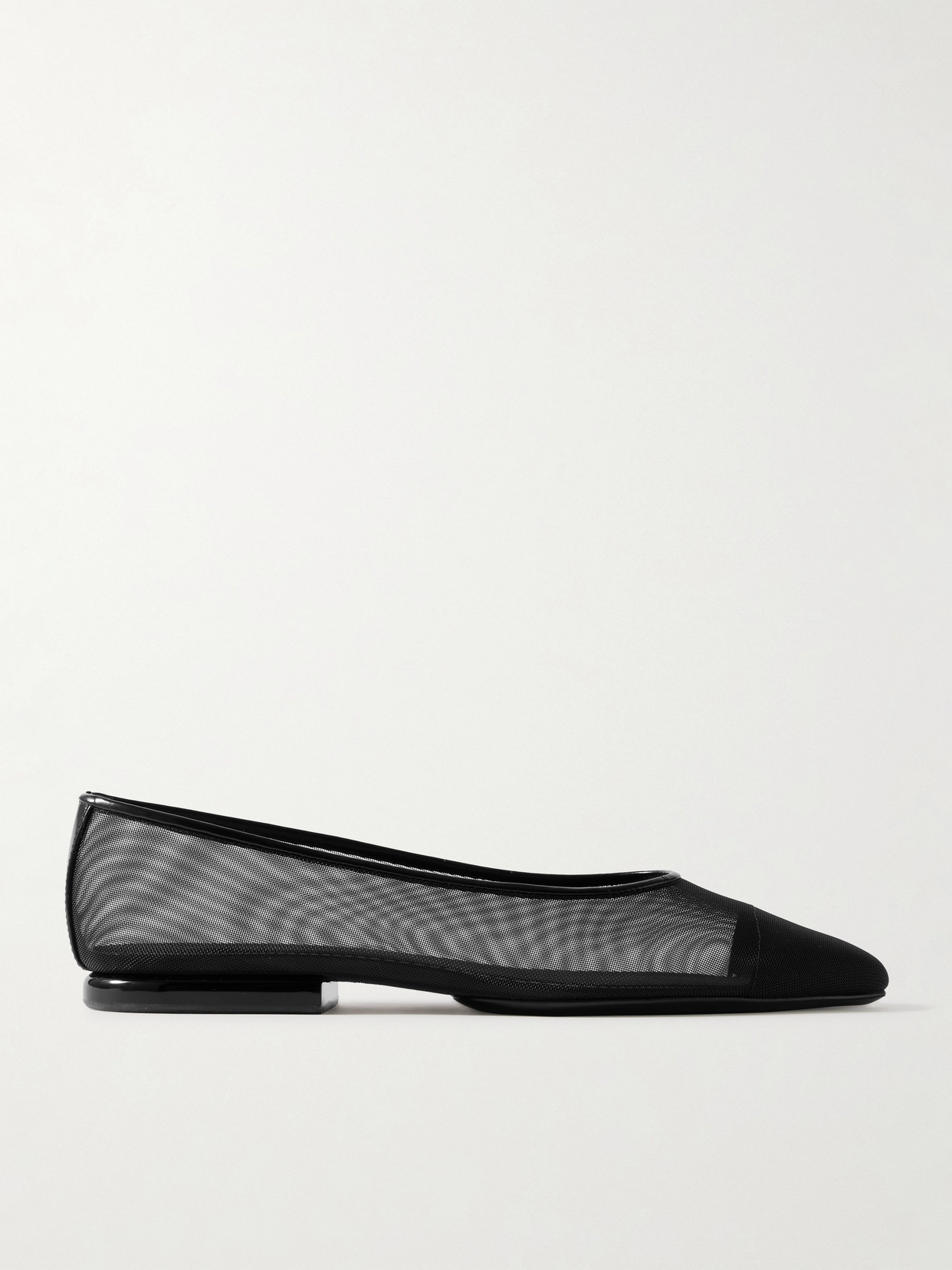 Loro Piana Primula Leather-trimmed Mesh Point-toe Flats In Black