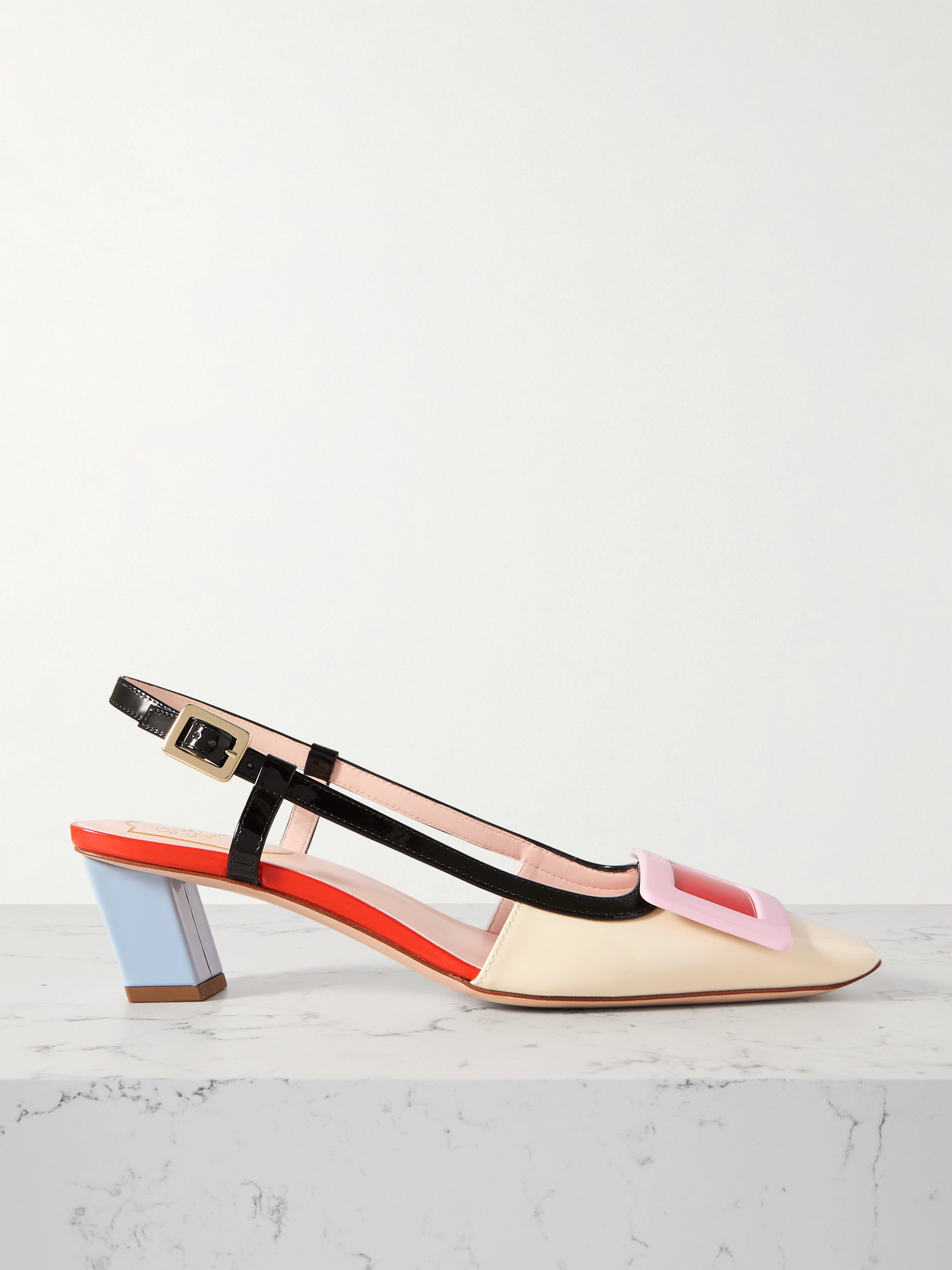 Roger Vivier - Belle Vivier Color-block Patent-leather Slingback Pumps - Multi