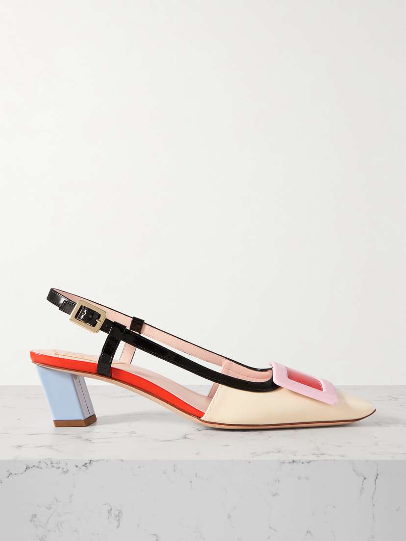 Roger Vivier Belle Vivier 45 Color-block Patent-leather Slingback Pumps