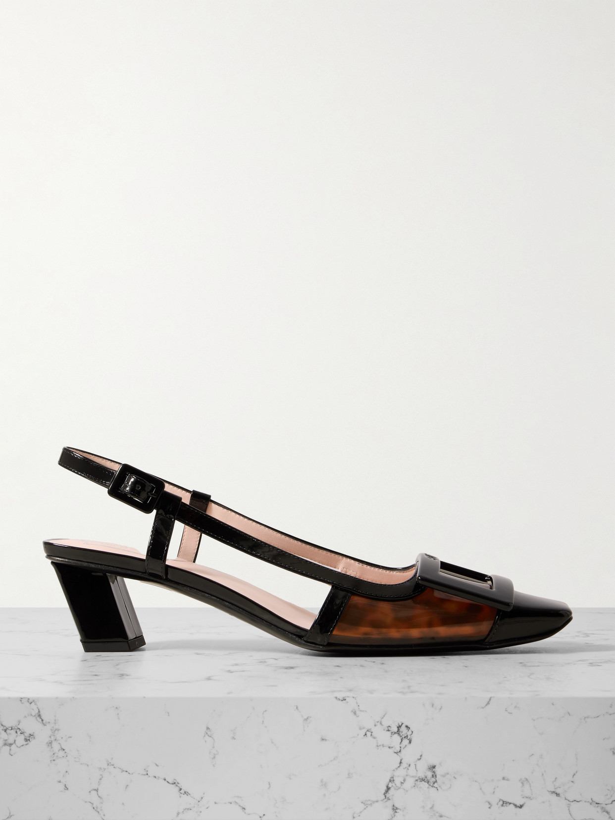 Roger Vivier Belle Vivier Patent-leather Trimmed Tortoiseshell Pvc Pumps In Black