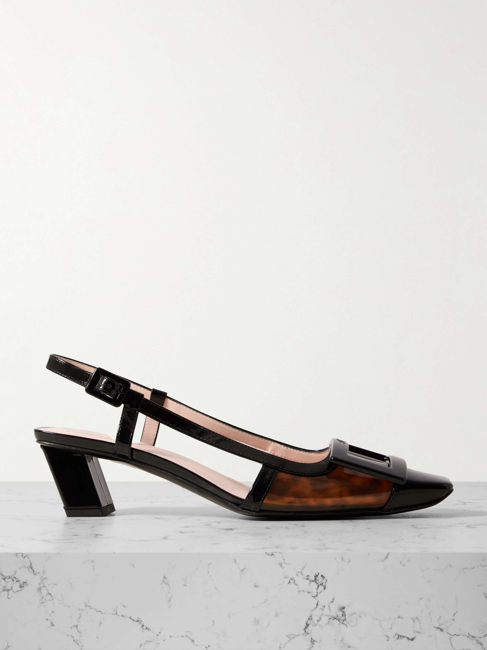 Belle Vivier patent leather trimmed tortoiseshell PVC pumps black IT35.5