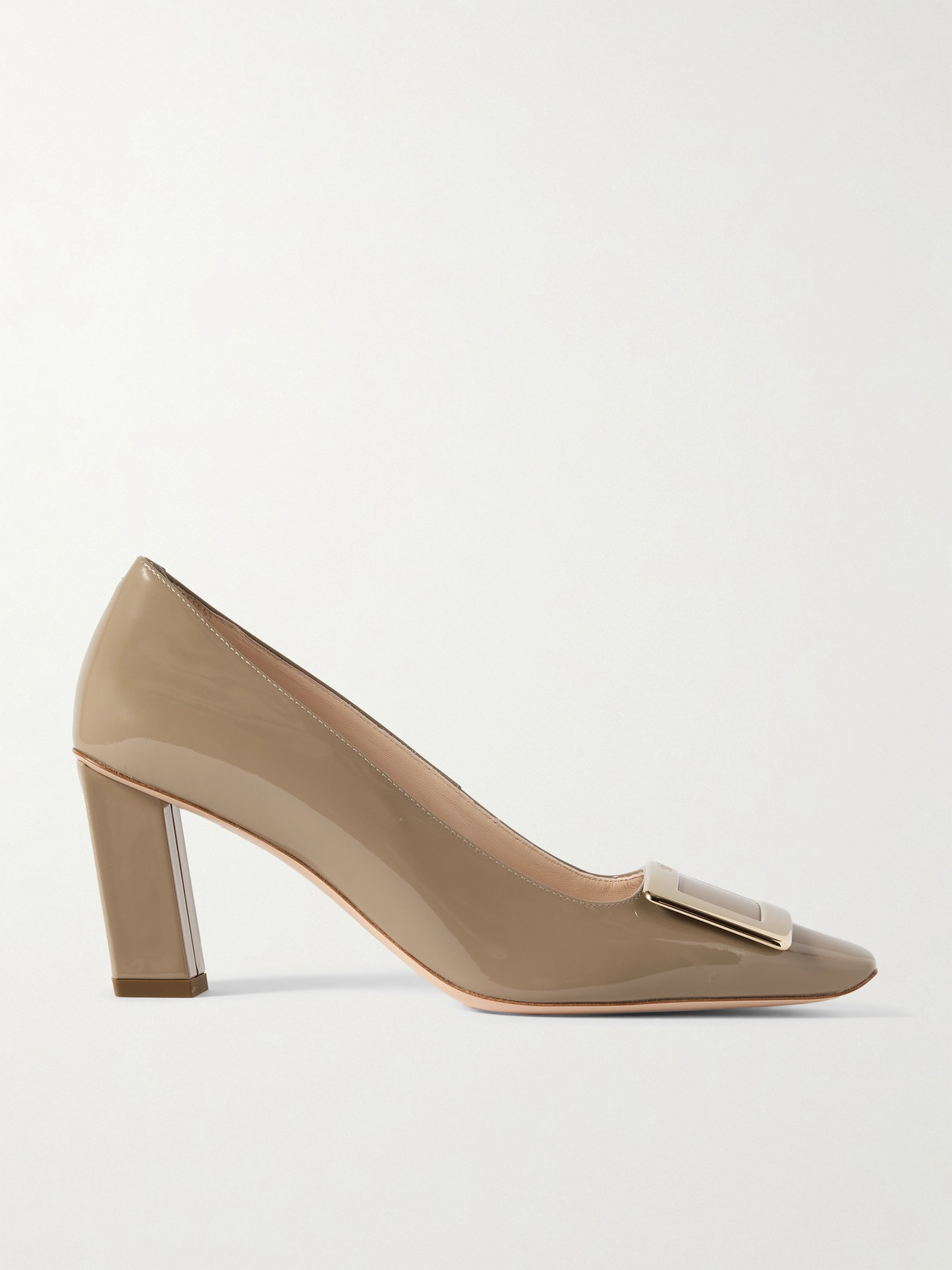 Roger Vivier - Belle Vivier Buckled Patent-leather Pumps - Neutrals