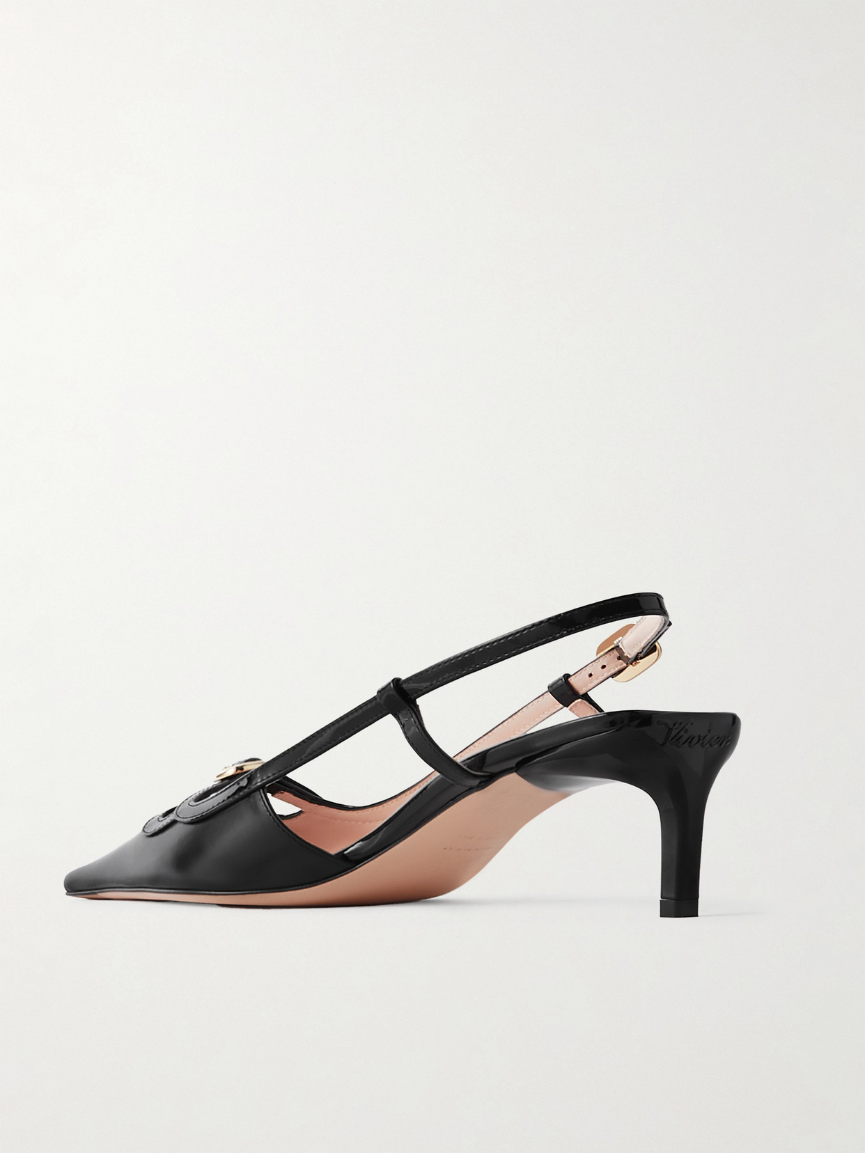 Roger Vivier 55mm Mini Buckle Leather Slingbacks In Black