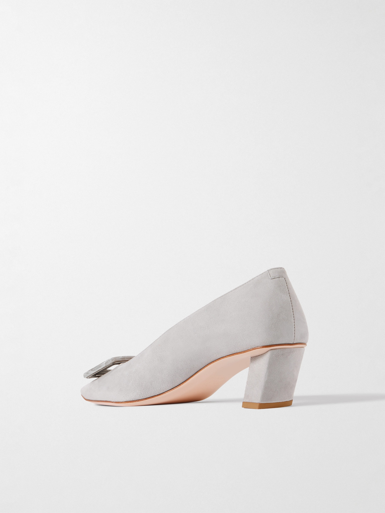Roger Vivier Belle Vivier 45 Metal Buckle Pumps In Patent Leather In Gray