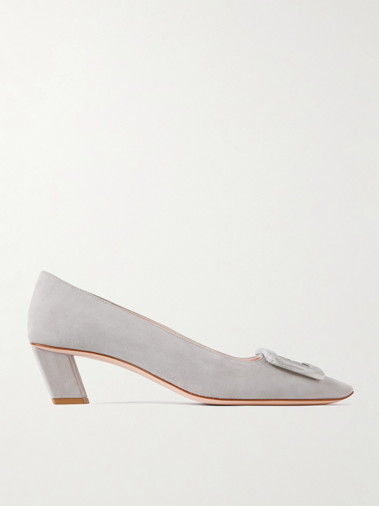 Roger Vivier Belle Vivier 45 Metal Buckle Pumps In Patent Leather In Gray