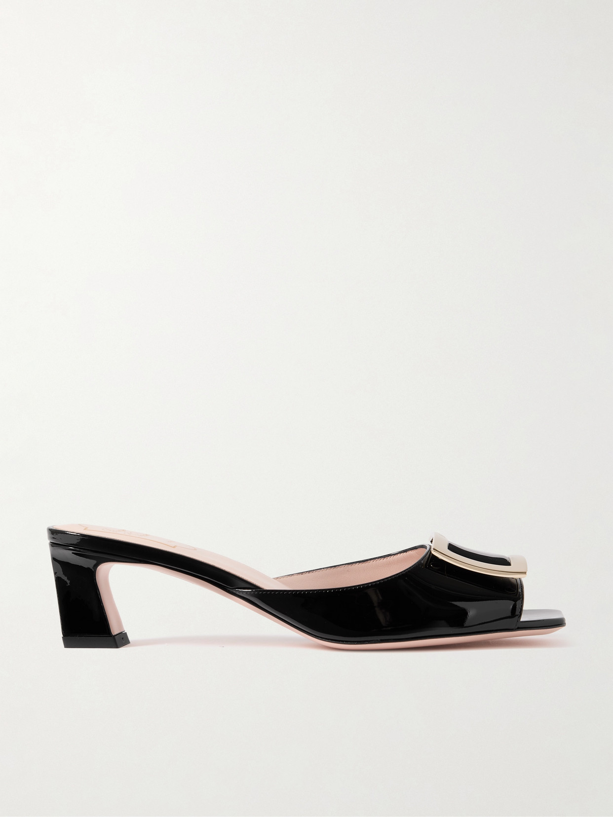 Roger Vivier Trompette Patent-leather Mules In Black