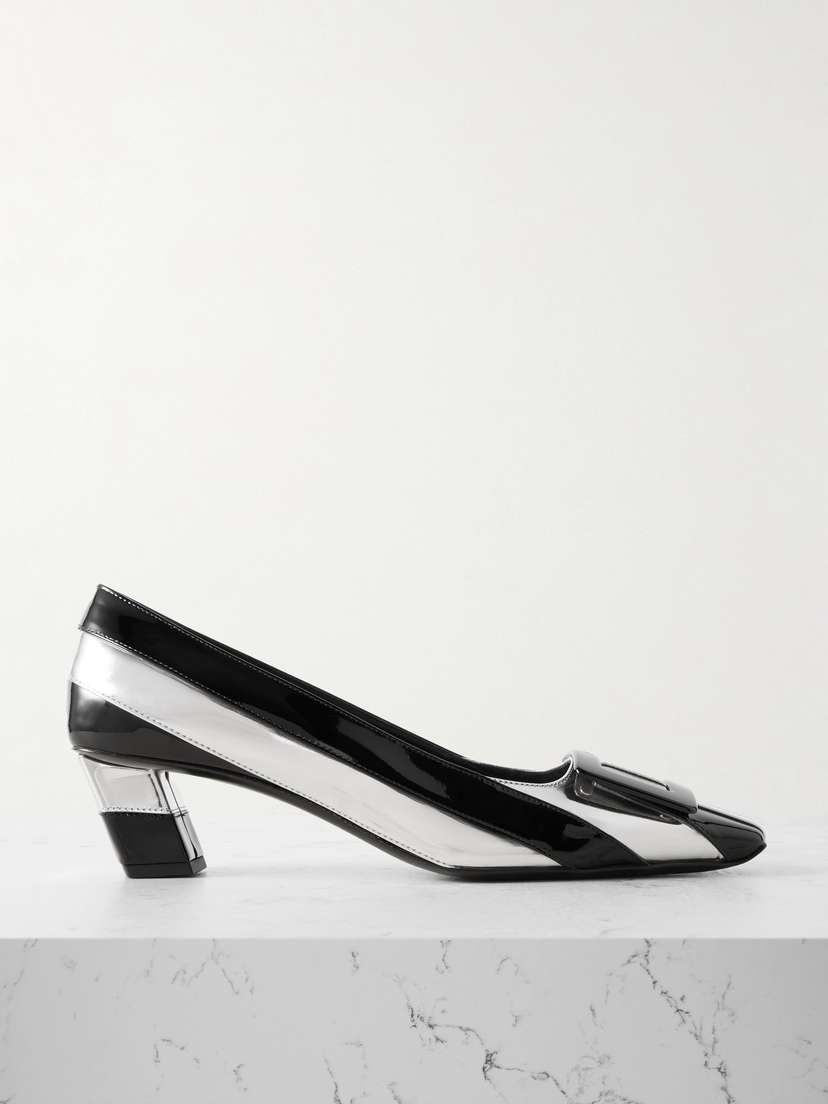 Roger Vivier Belle Vivier 45 Embellished Striped Metallic And Patent-leather Pumps