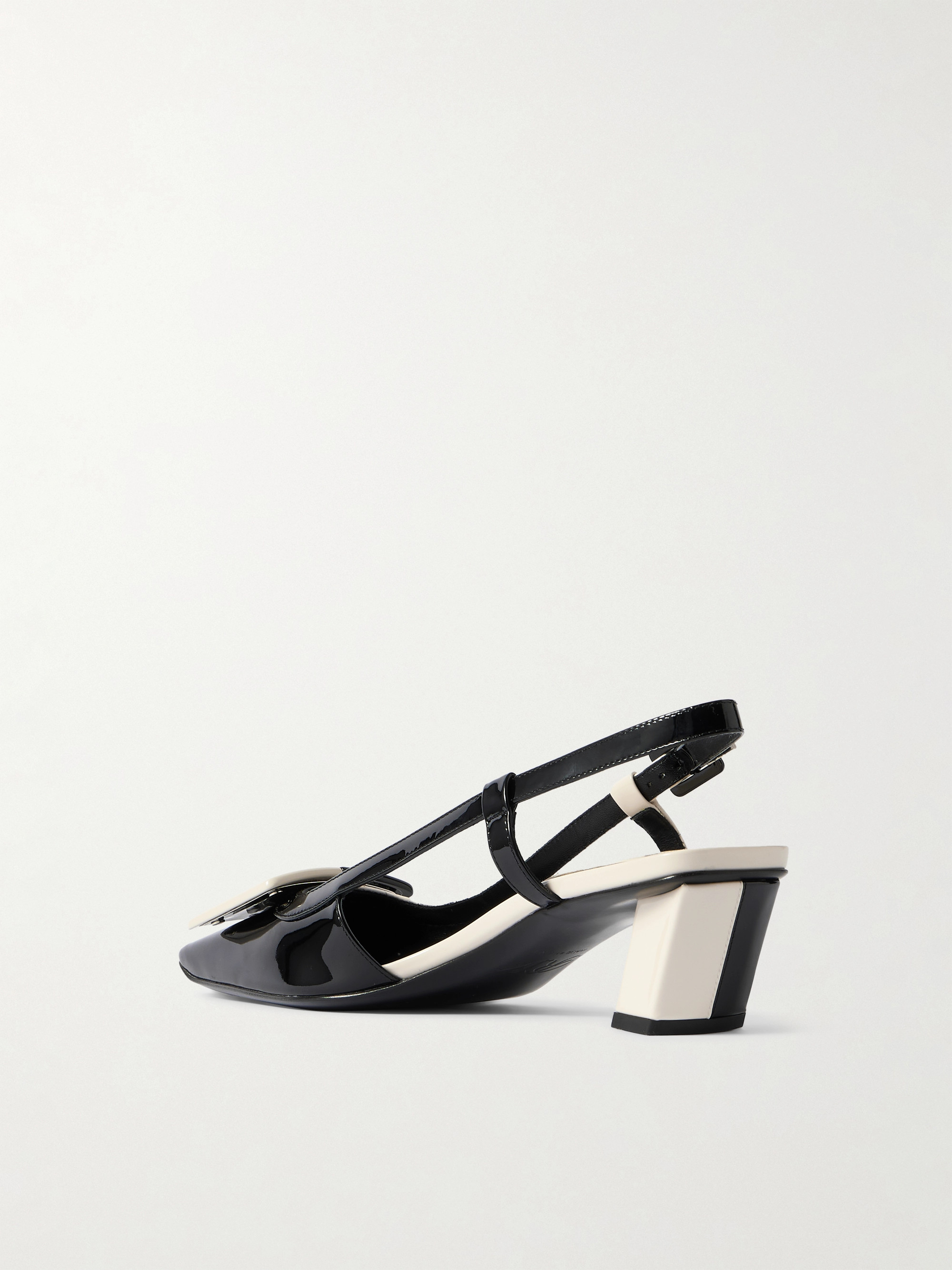 ROGER VIVIER Belle Vivier 45 two-tone patent-leather slingback pumps