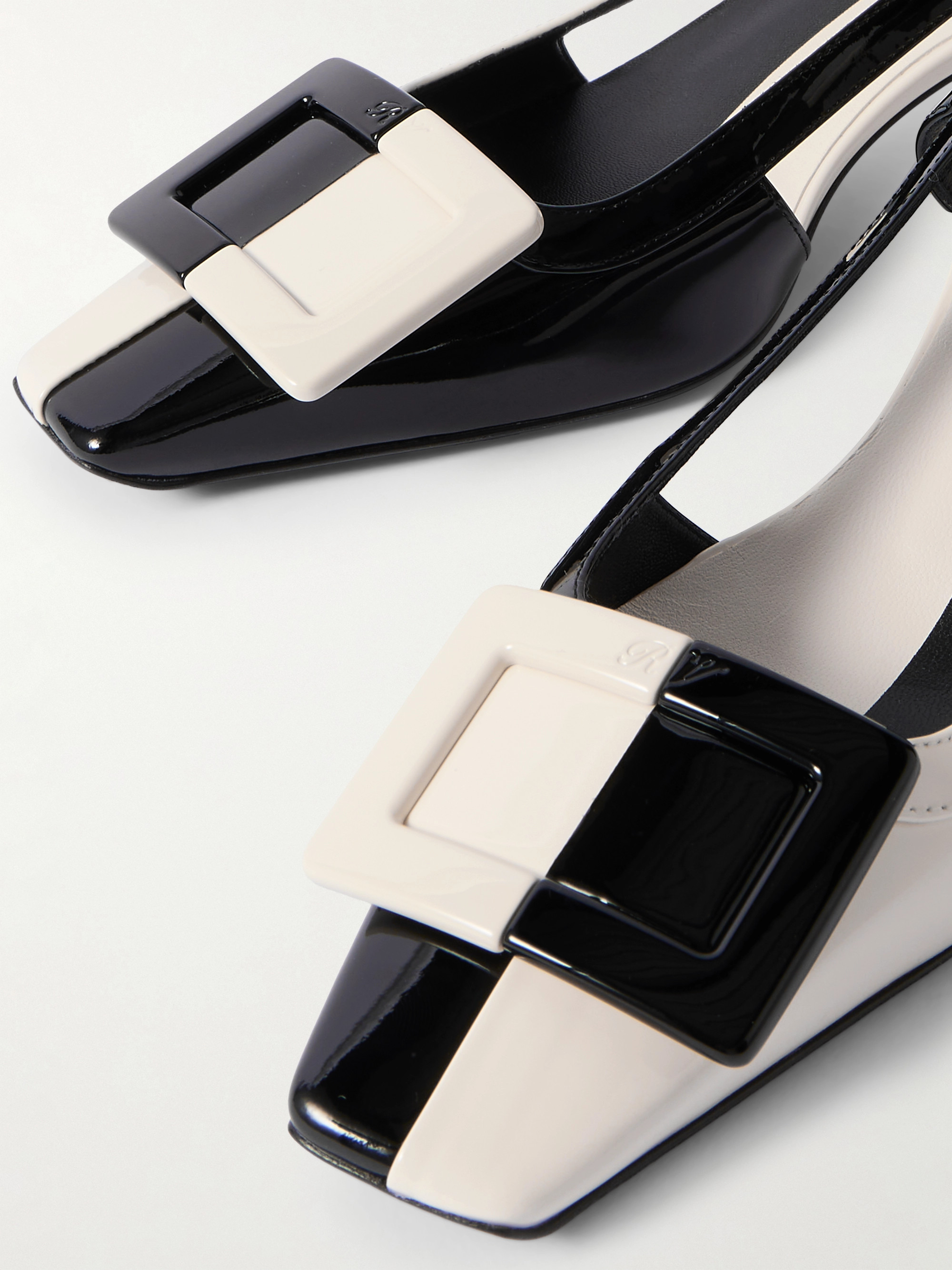 ROGER VIVIER Belle Vivier 45 two-tone patent-leather slingback pumps