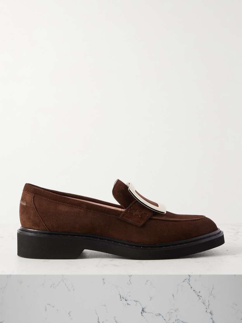 Roger Vivier Viv Rangers Buckled Suede Loafers